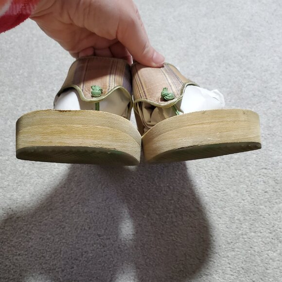 ROBERTO VIANNI Platform Cut-Out Wedge Thong Sandals Flip Flops Leather Women's 8 - Picture 6 of 13